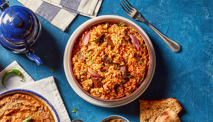 Orzo With Meat Cubes Pot